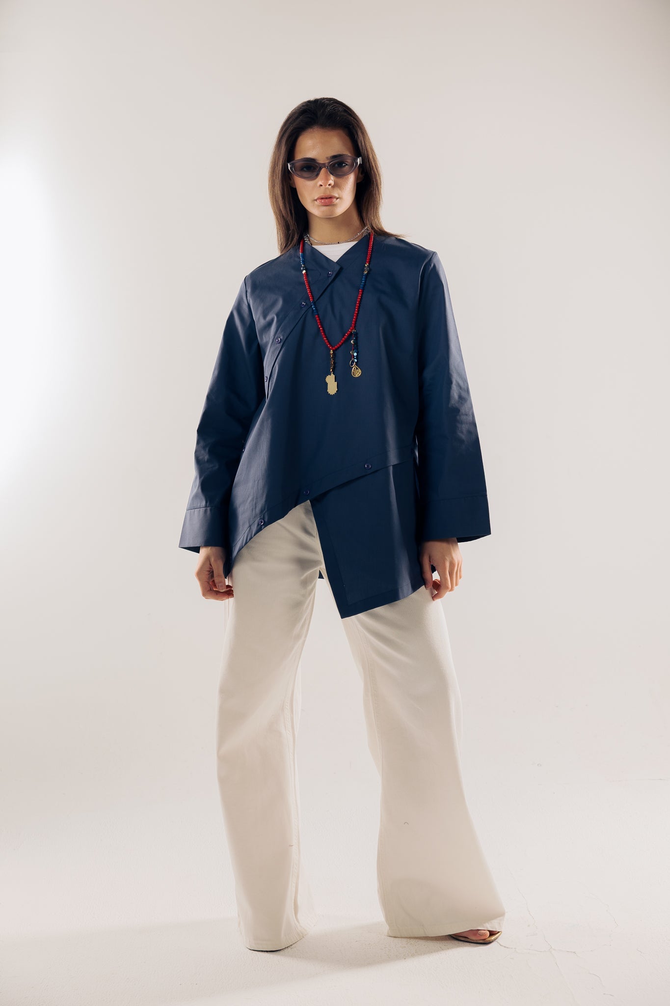 Wave Blouse Navy - AB ESSENTIALS