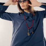 Wave Blouse Navy - AB ESSENTIALS