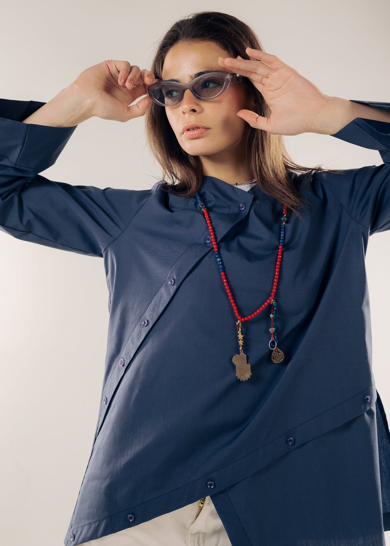 Wave Blouse Navy - AB ESSENTIALS