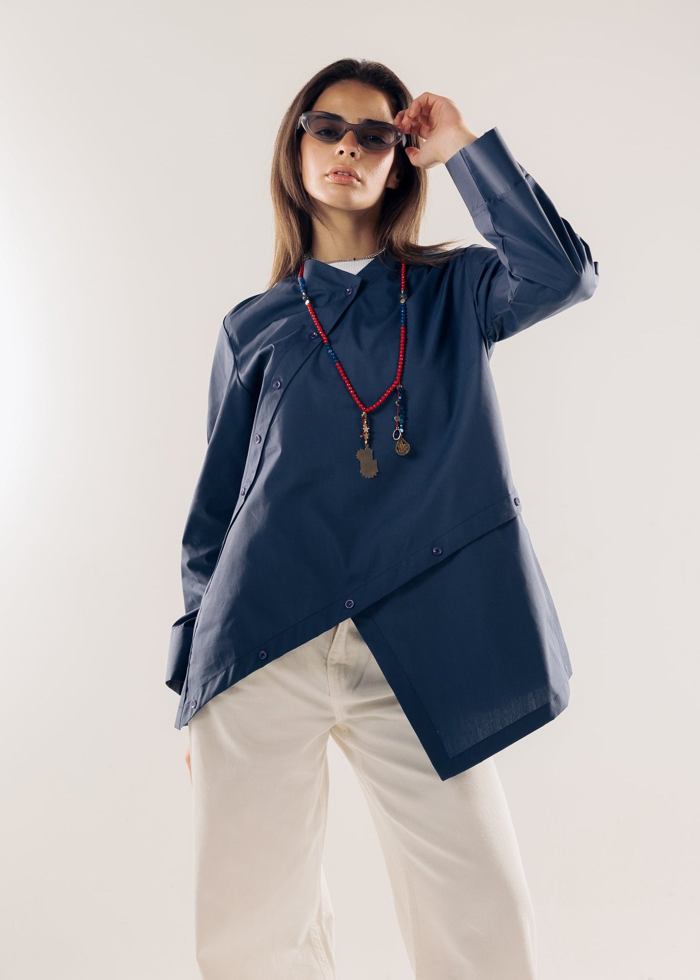 Wave Blouse Navy - AB ESSENTIALS