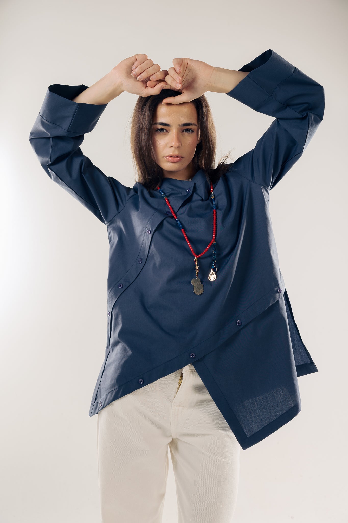 Wave Blouse Navy - AB ESSENTIALS
