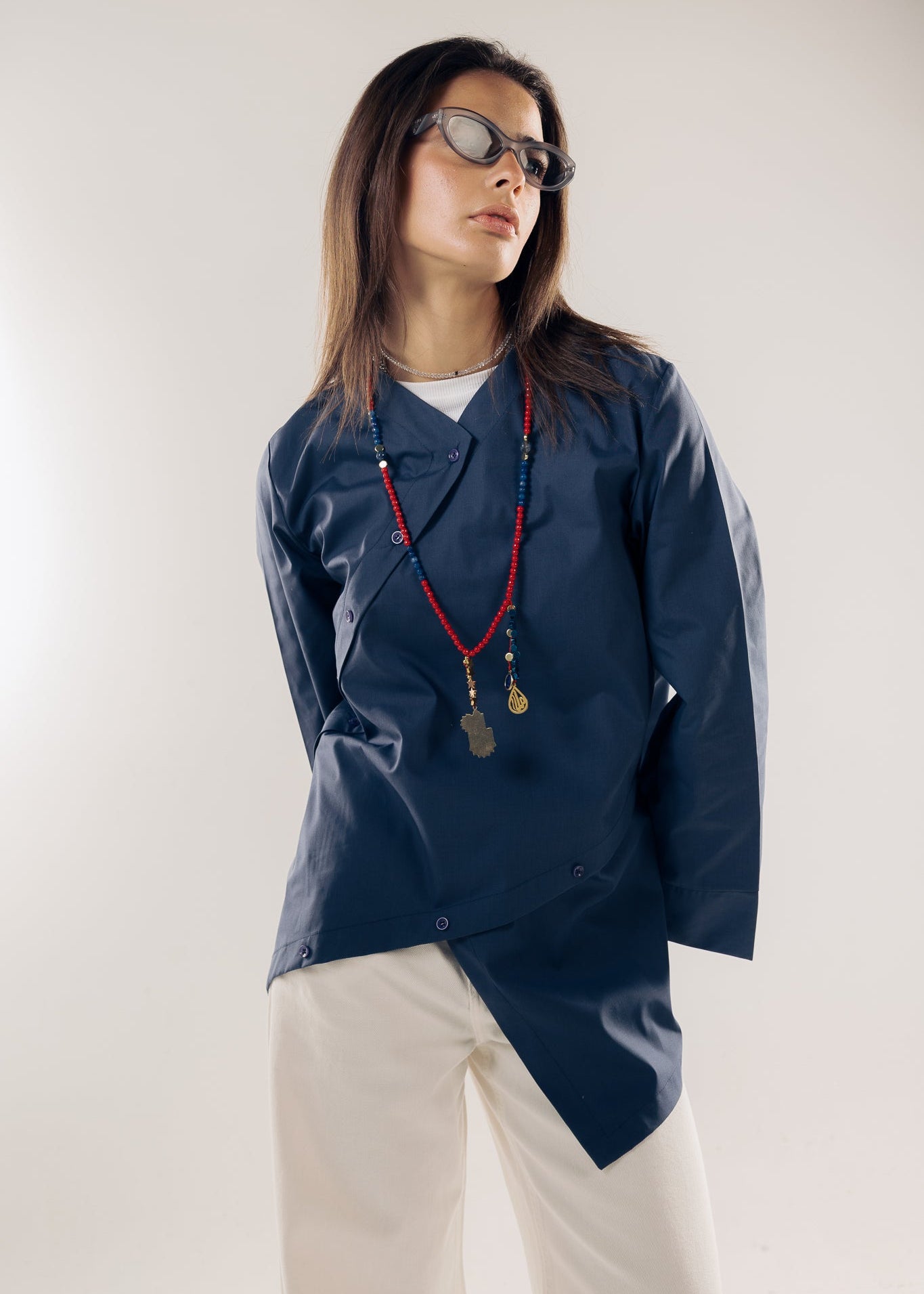 Wave Blouse Navy - AB ESSENTIALS
