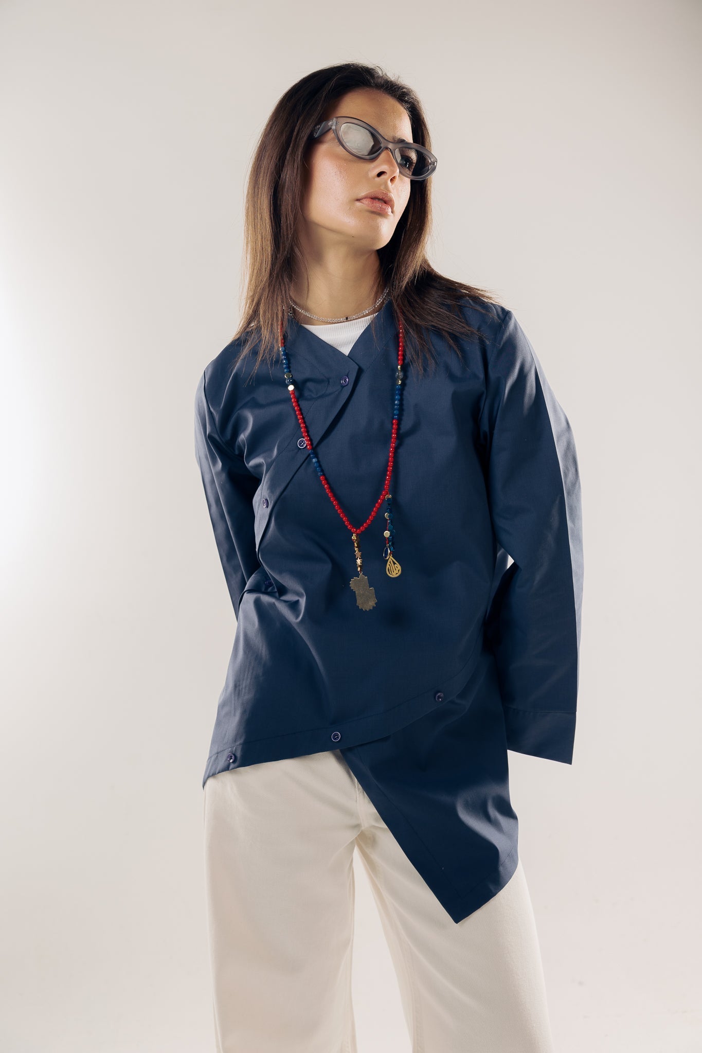 Wave Blouse Navy - AB ESSENTIALS