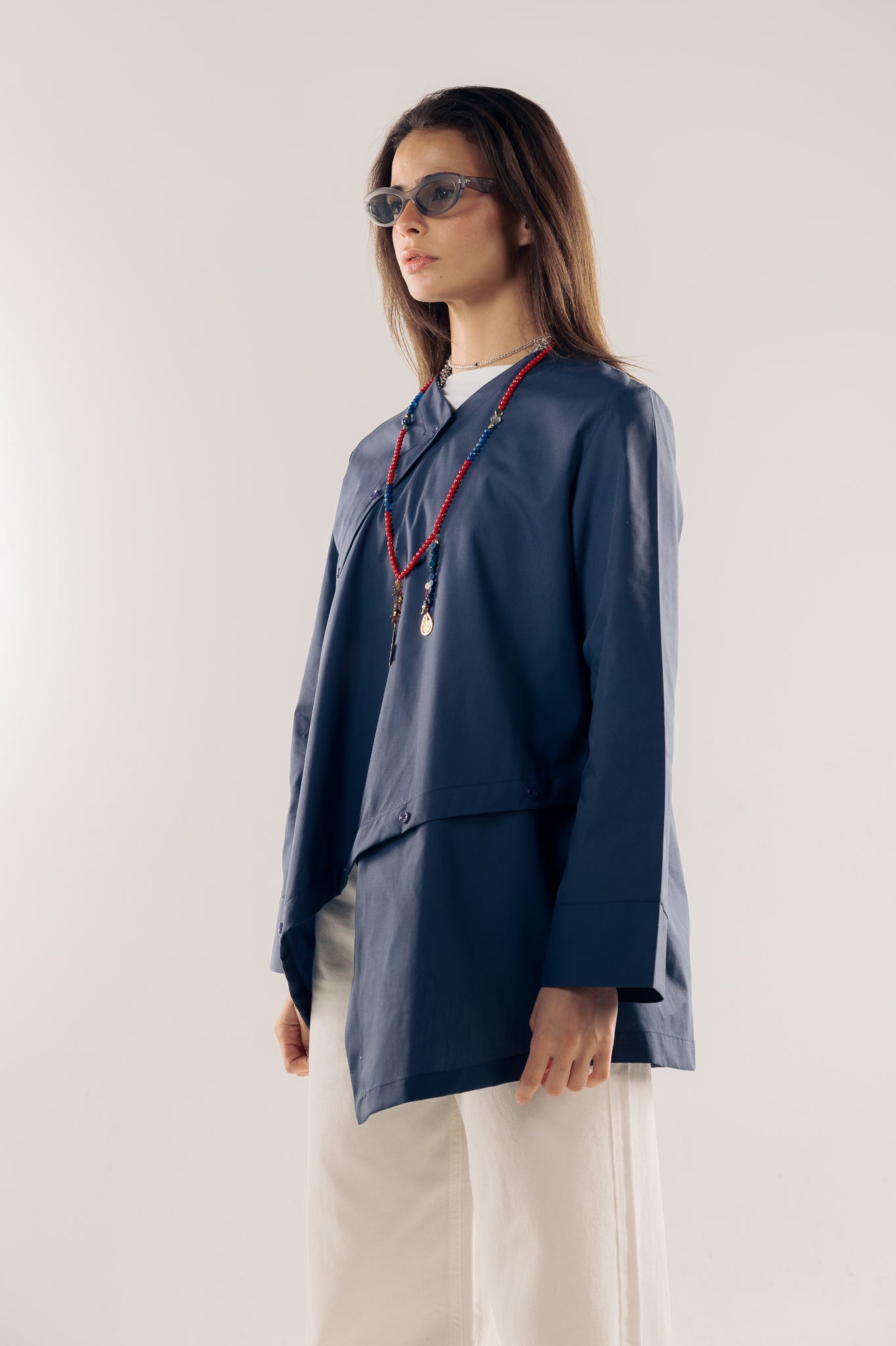 Wave Blouse Navy - AB ESSENTIALS