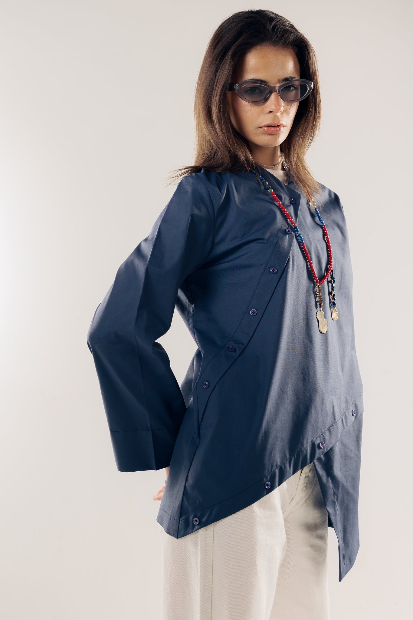 Wave Blouse Navy - AB ESSENTIALS