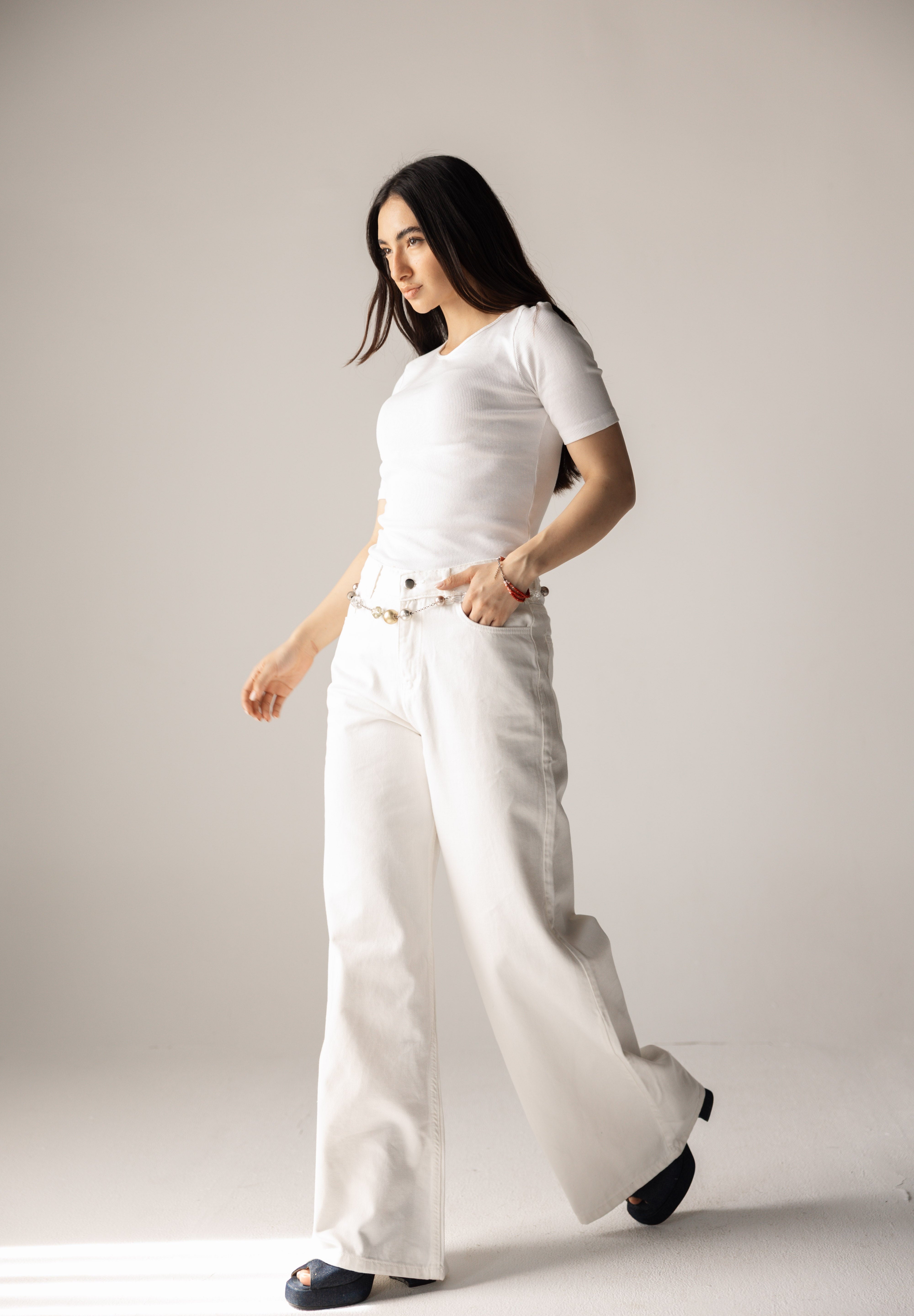 White Denim Pants - AB ESSENTIALS