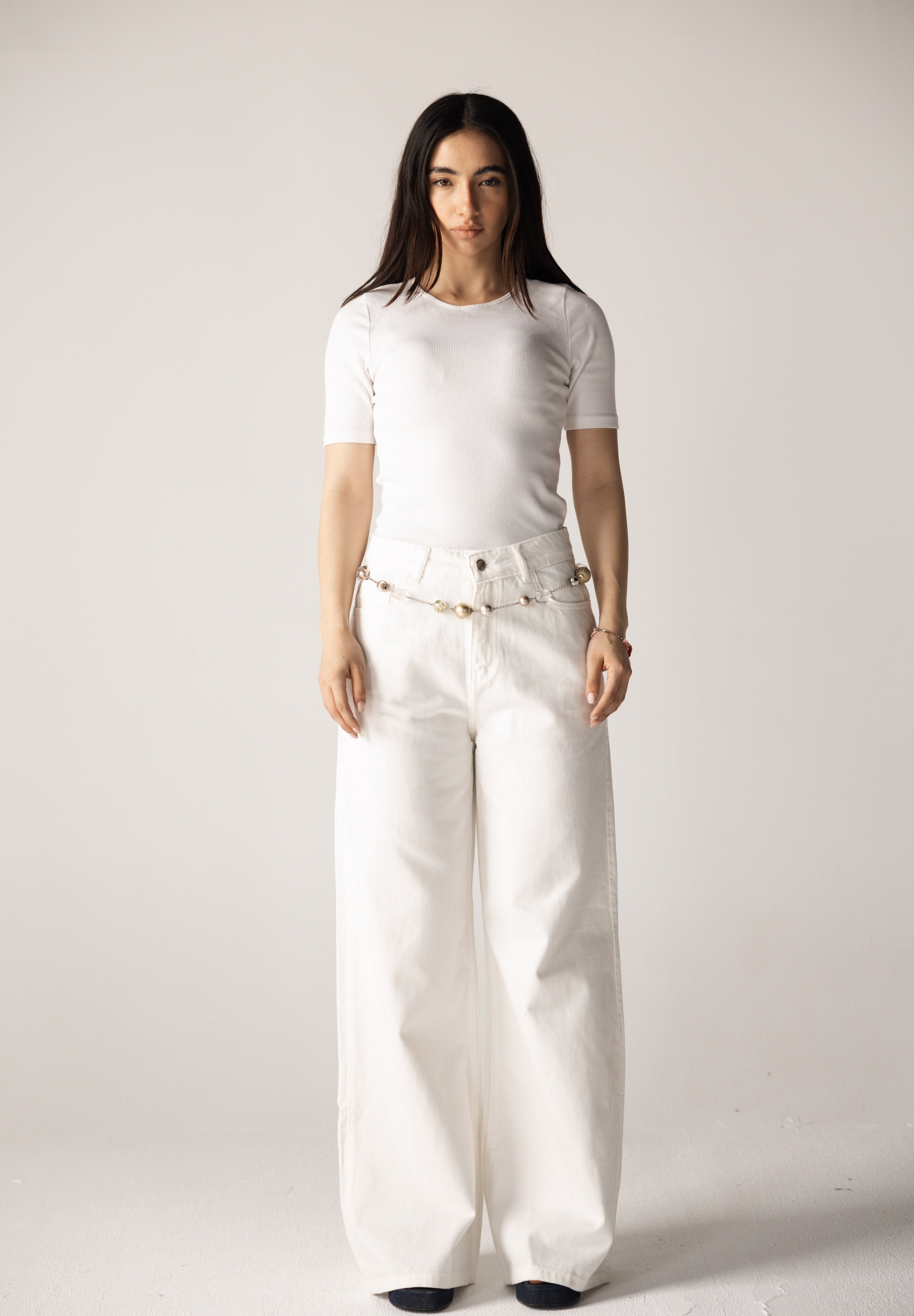 White Denim Pants - AB ESSENTIALS