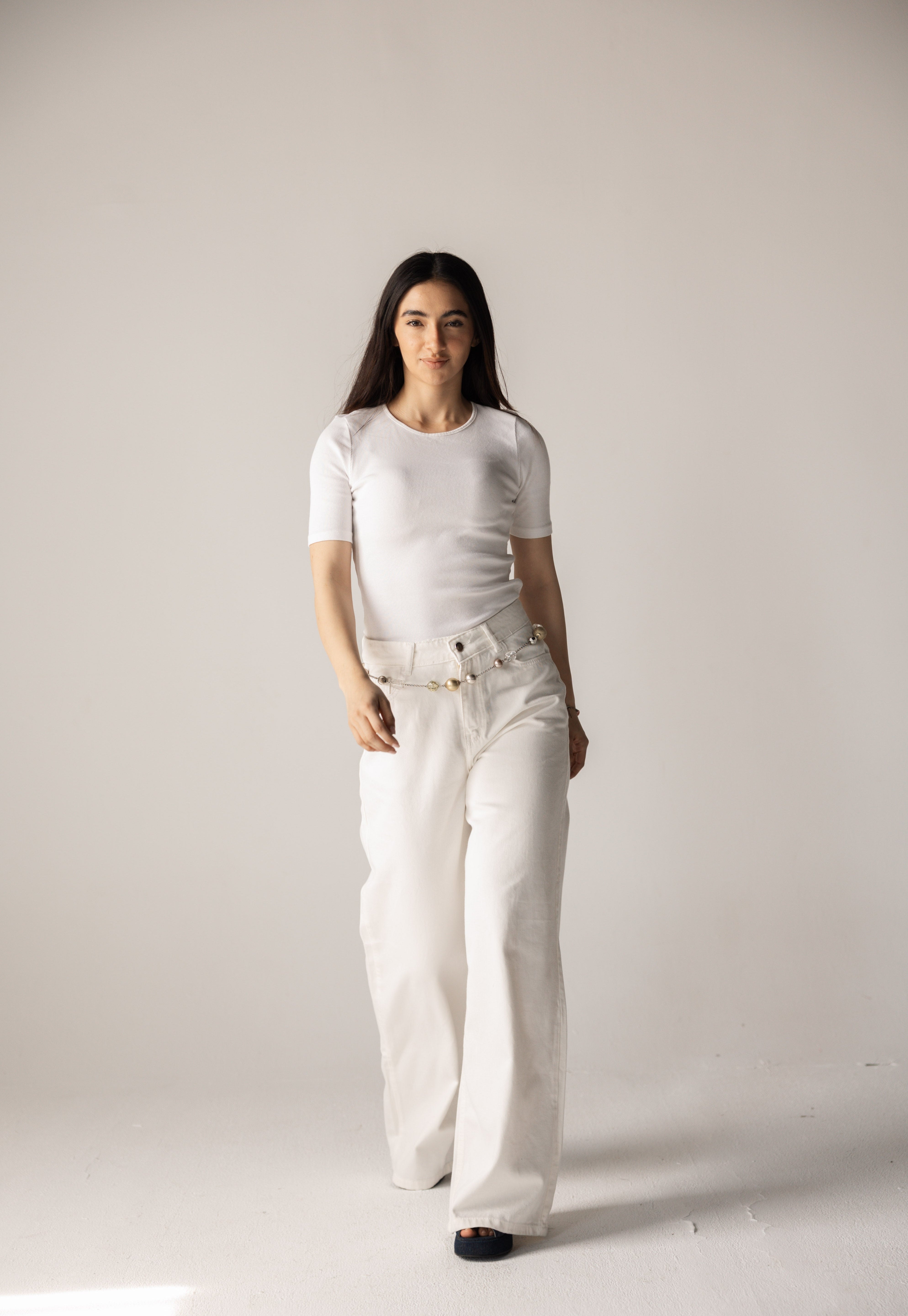 White Denim Pants - AB ESSENTIALS
