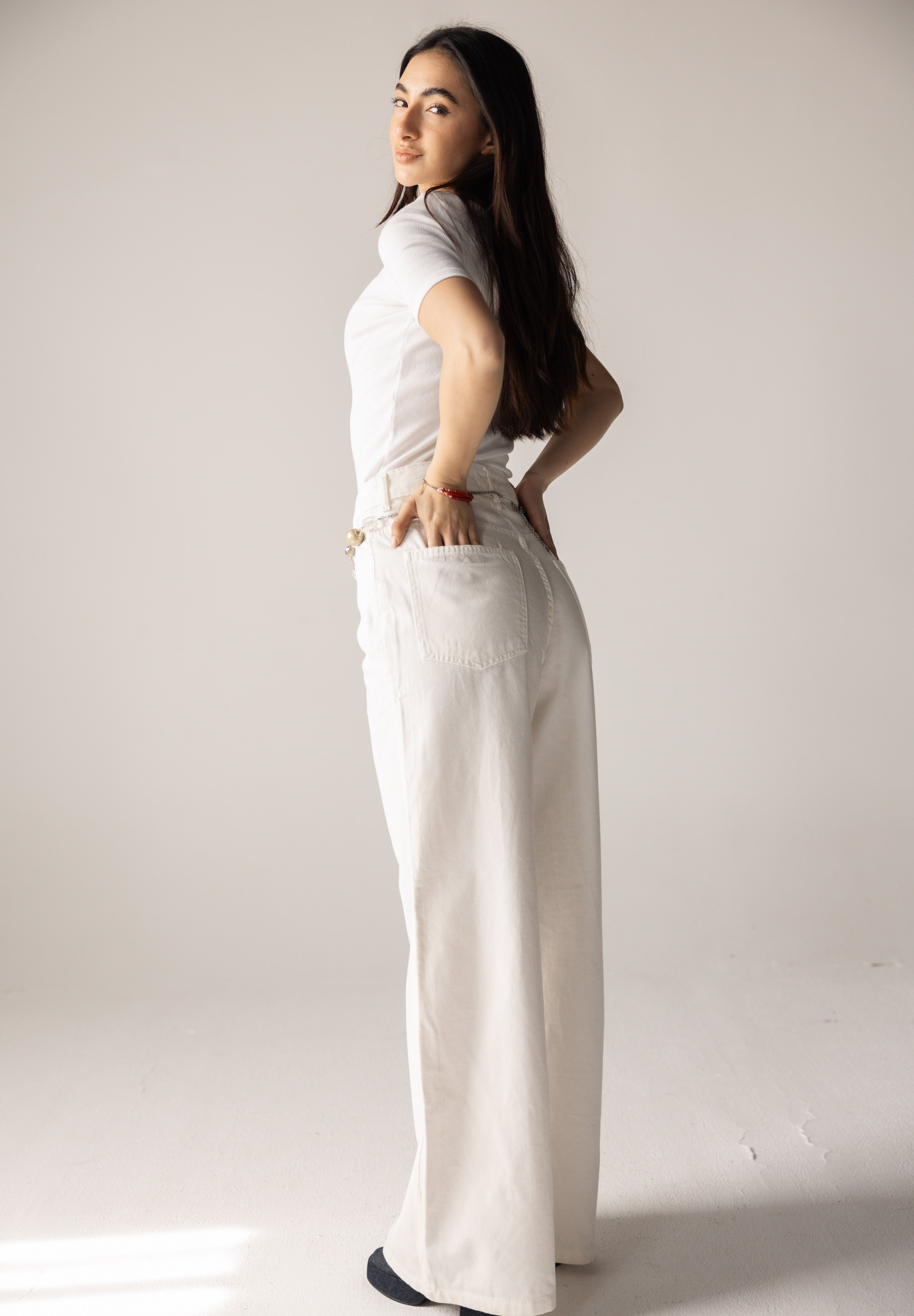 White Denim Pants - AB ESSENTIALS