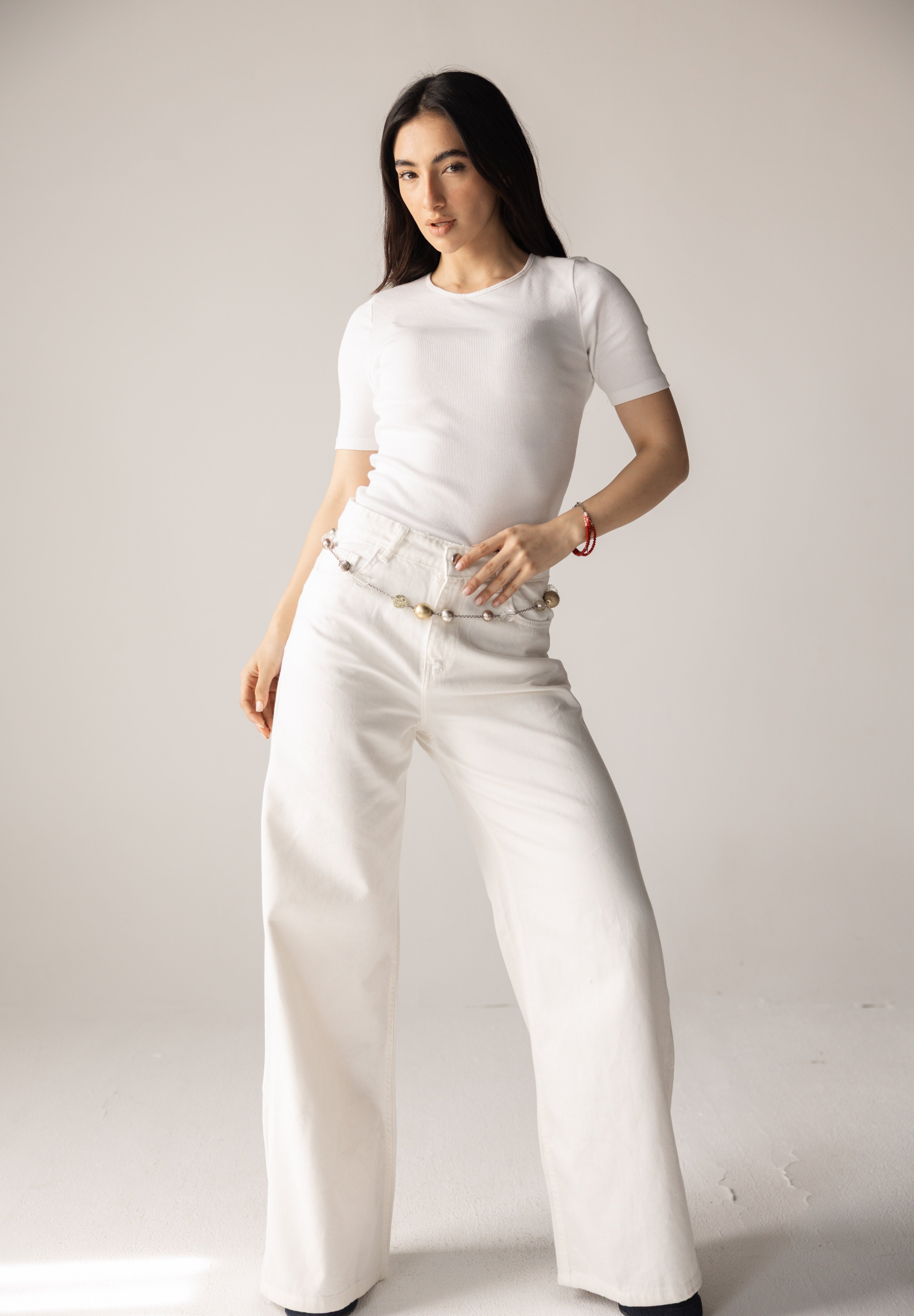 White Denim Pants - AB ESSENTIALS