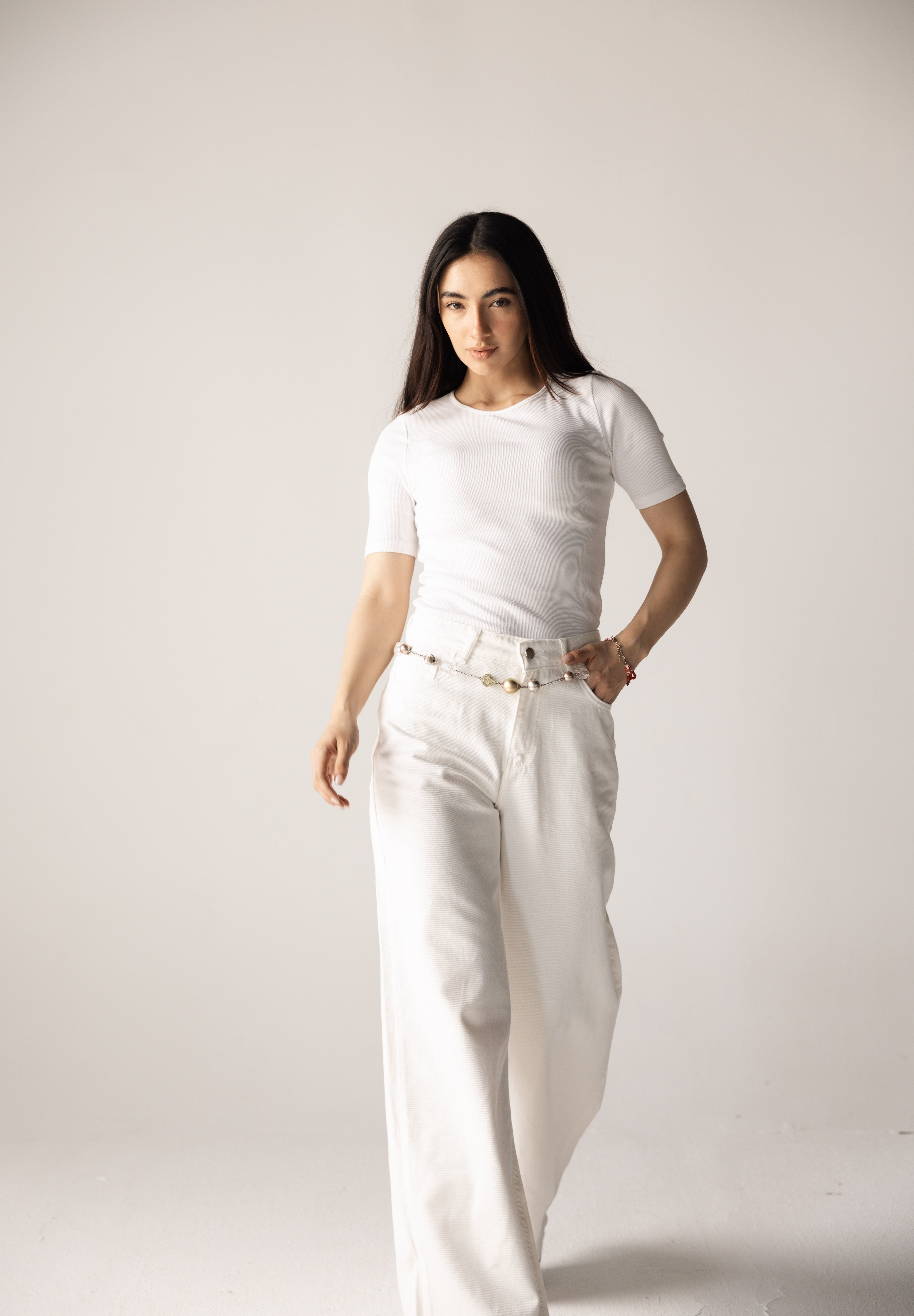 White Denim Pants - AB ESSENTIALS