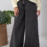 Wide Legs Jeans Pants Black - AB ESSENTIALS