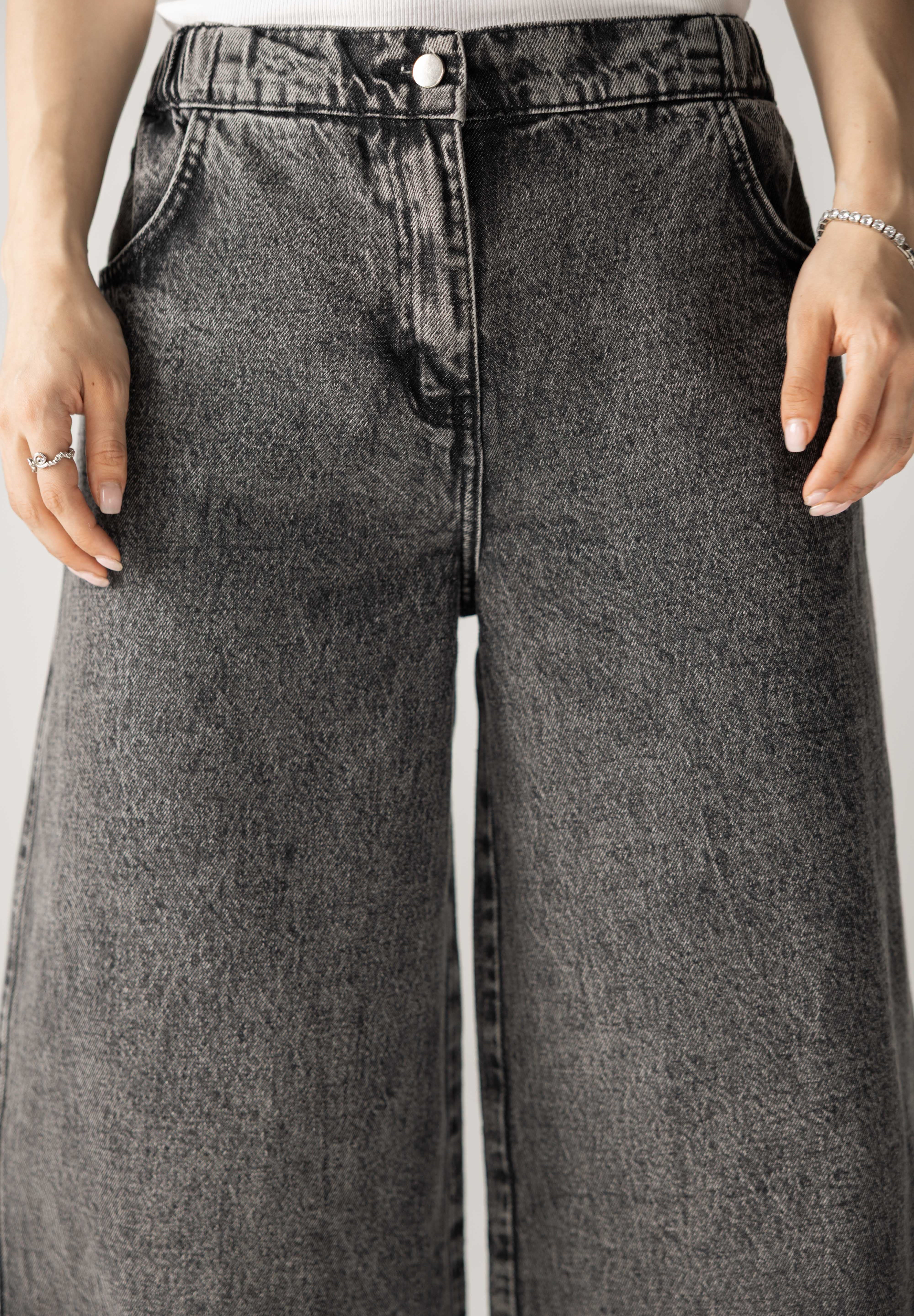 Wide Legs Jeans Pants Black - AB ESSENTIALS