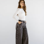 Wide Legs Jeans Pants Black - AB ESSENTIALS