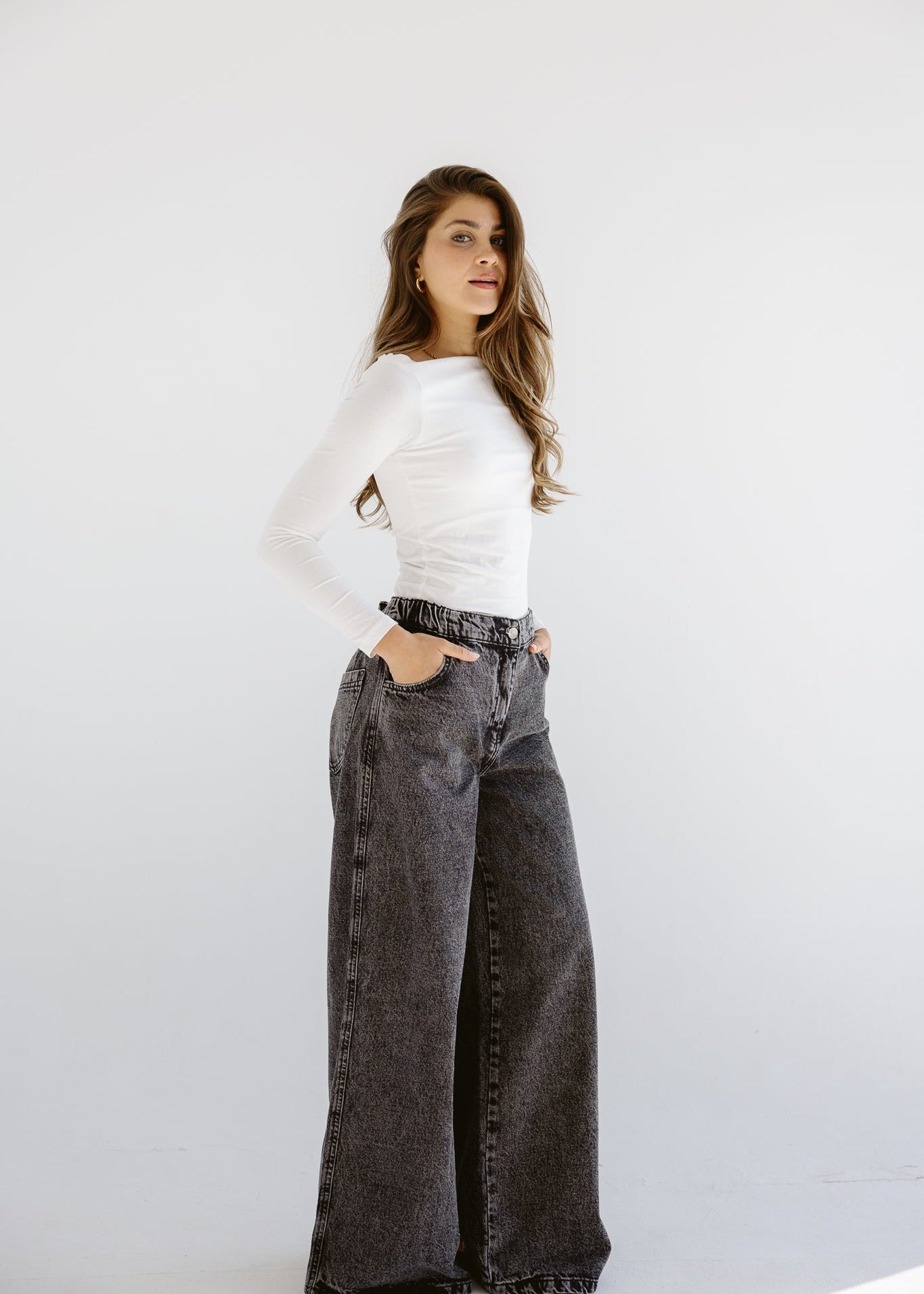 Wide Legs Jeans Pants Black - AB ESSENTIALS