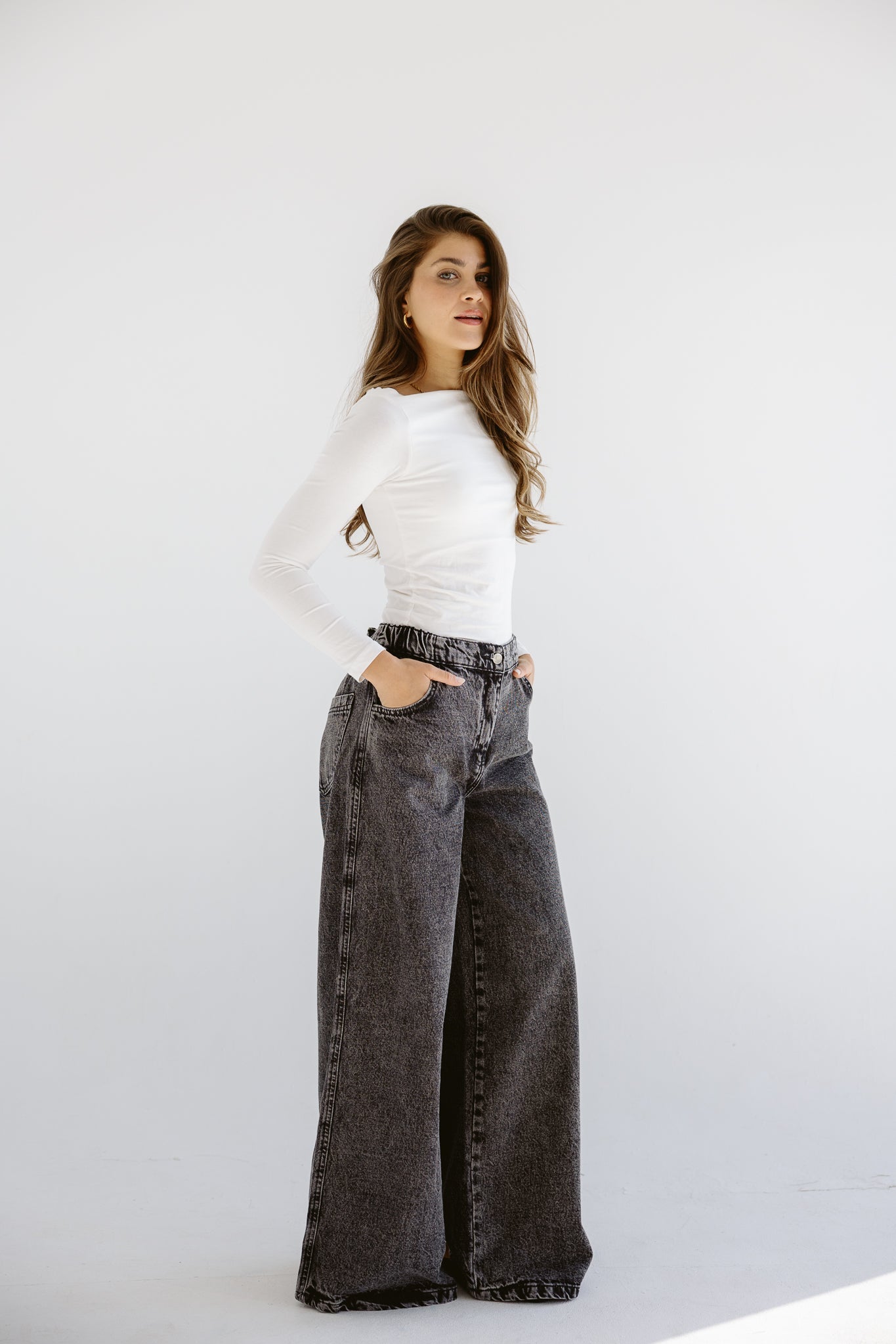 Wide Legs Jeans Pants Black - AB ESSENTIALS