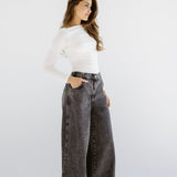 Wide Legs Jeans Pants Black - AB ESSENTIALS