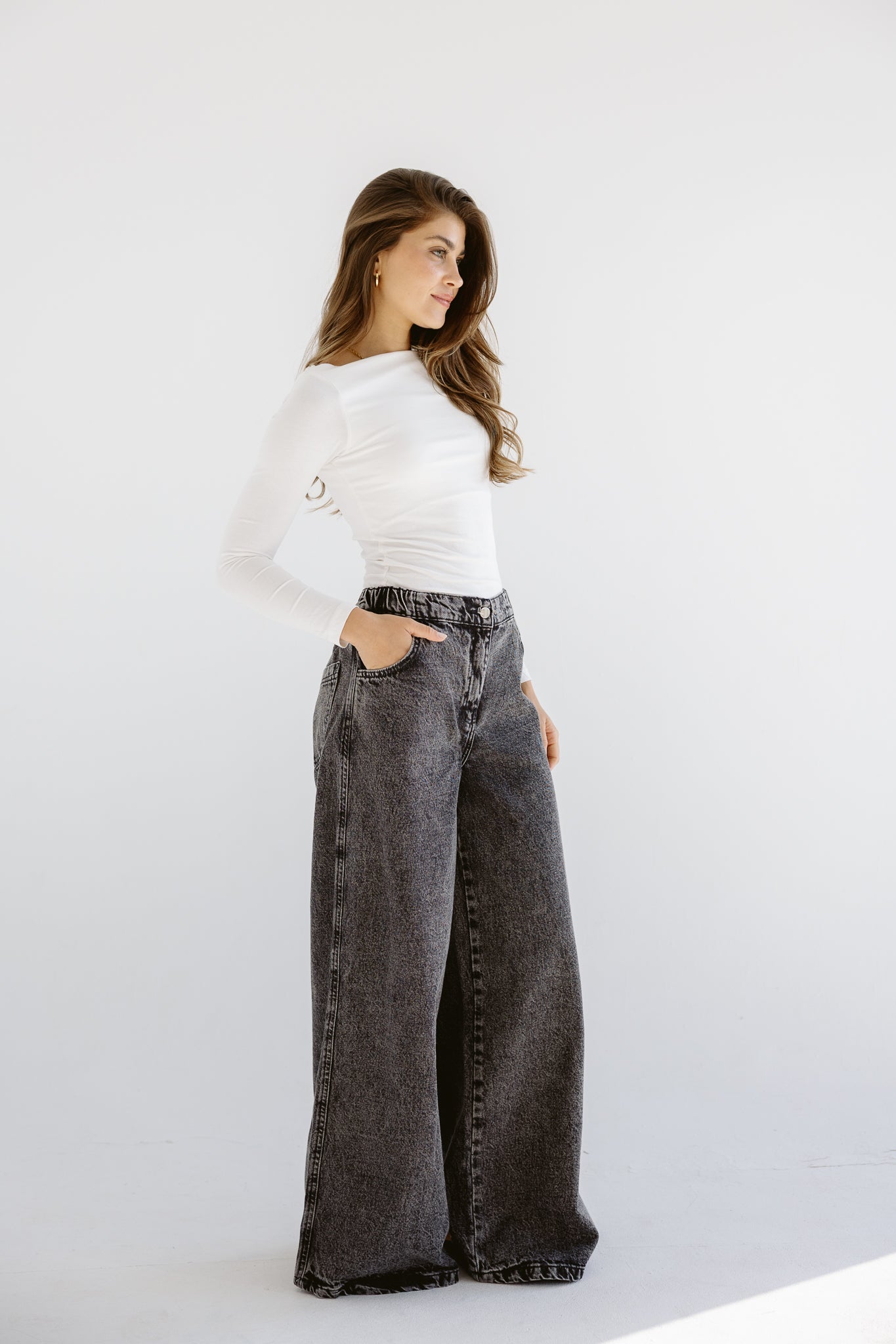 Wide Legs Jeans Pants Black - AB ESSENTIALS