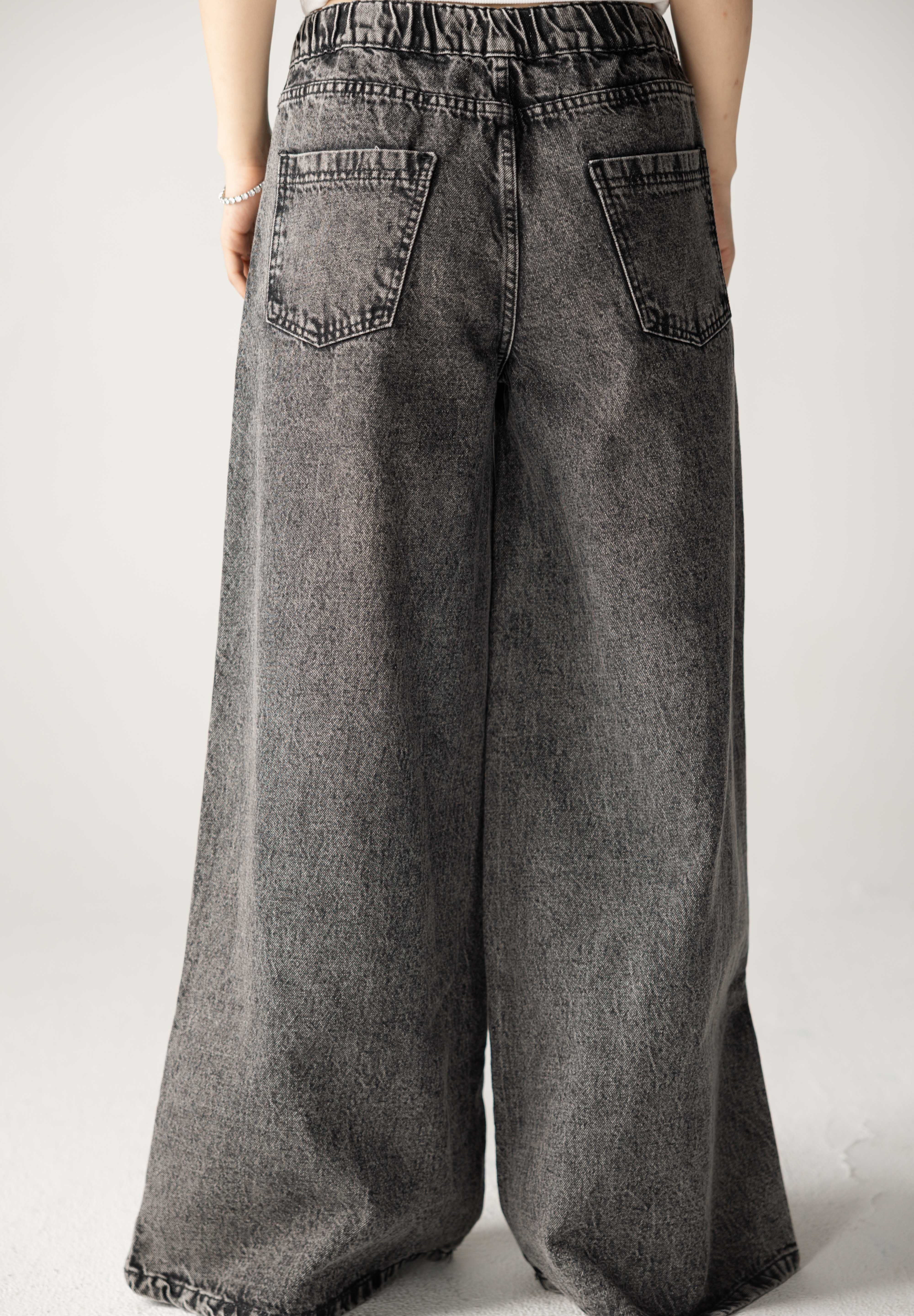 Wide Legs Jeans Pants Black - AB ESSENTIALS