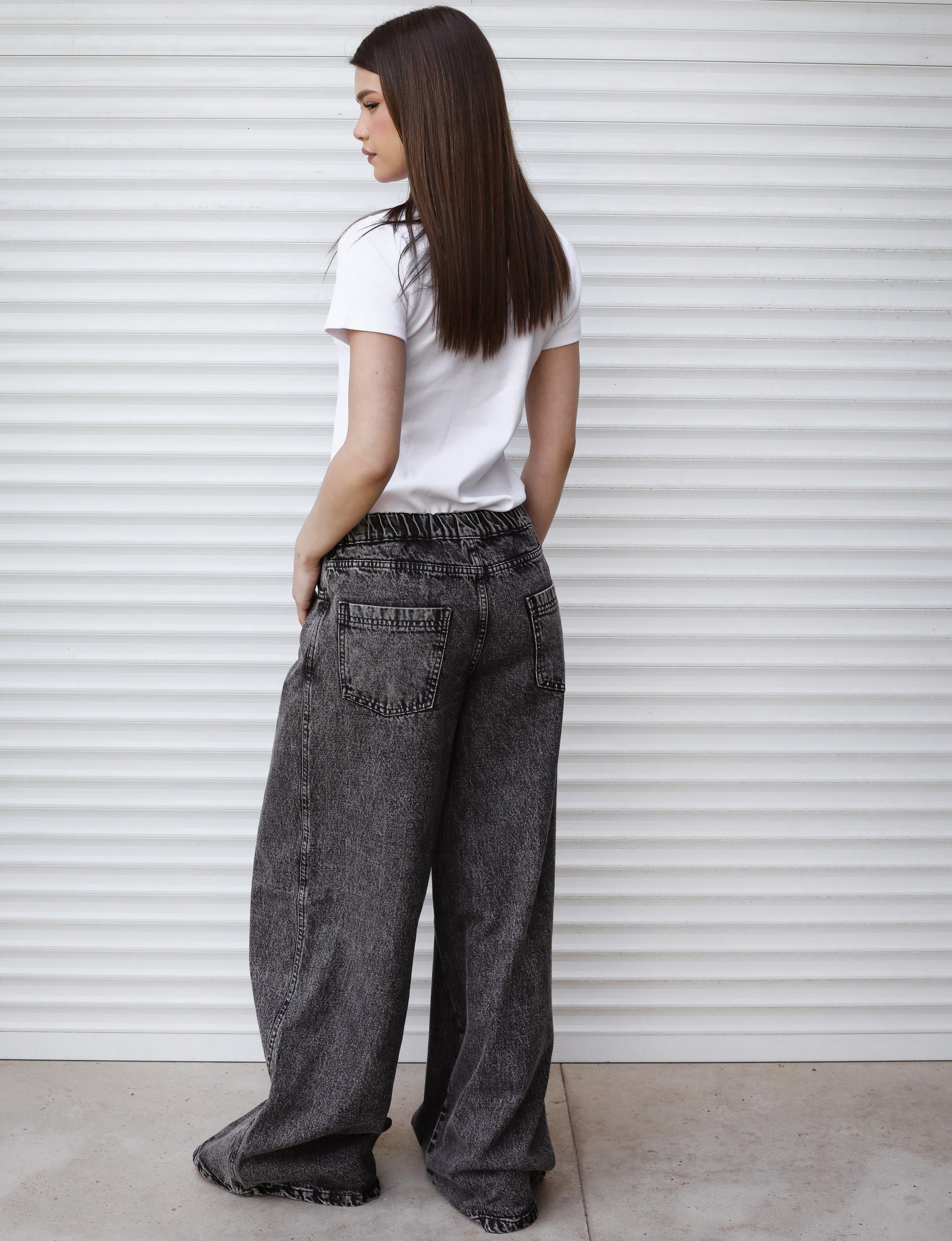 Wide Legs Jeans Pants Black - AB ESSENTIALS