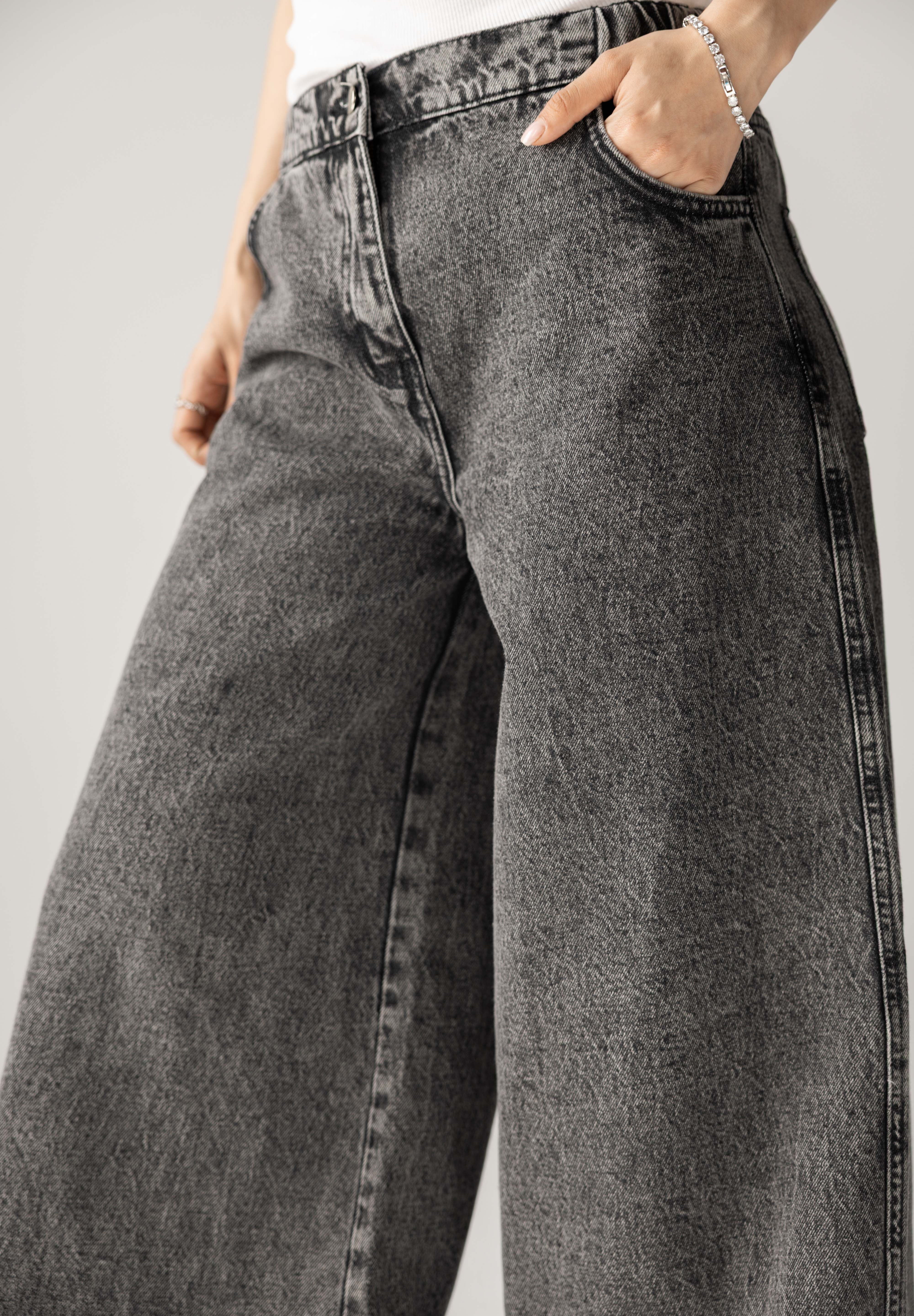 Wide Legs Jeans Pants Black - AB ESSENTIALS