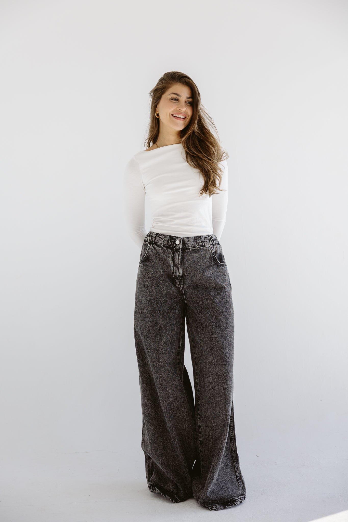 Wide Legs Jeans Pants Black - AB ESSENTIALS