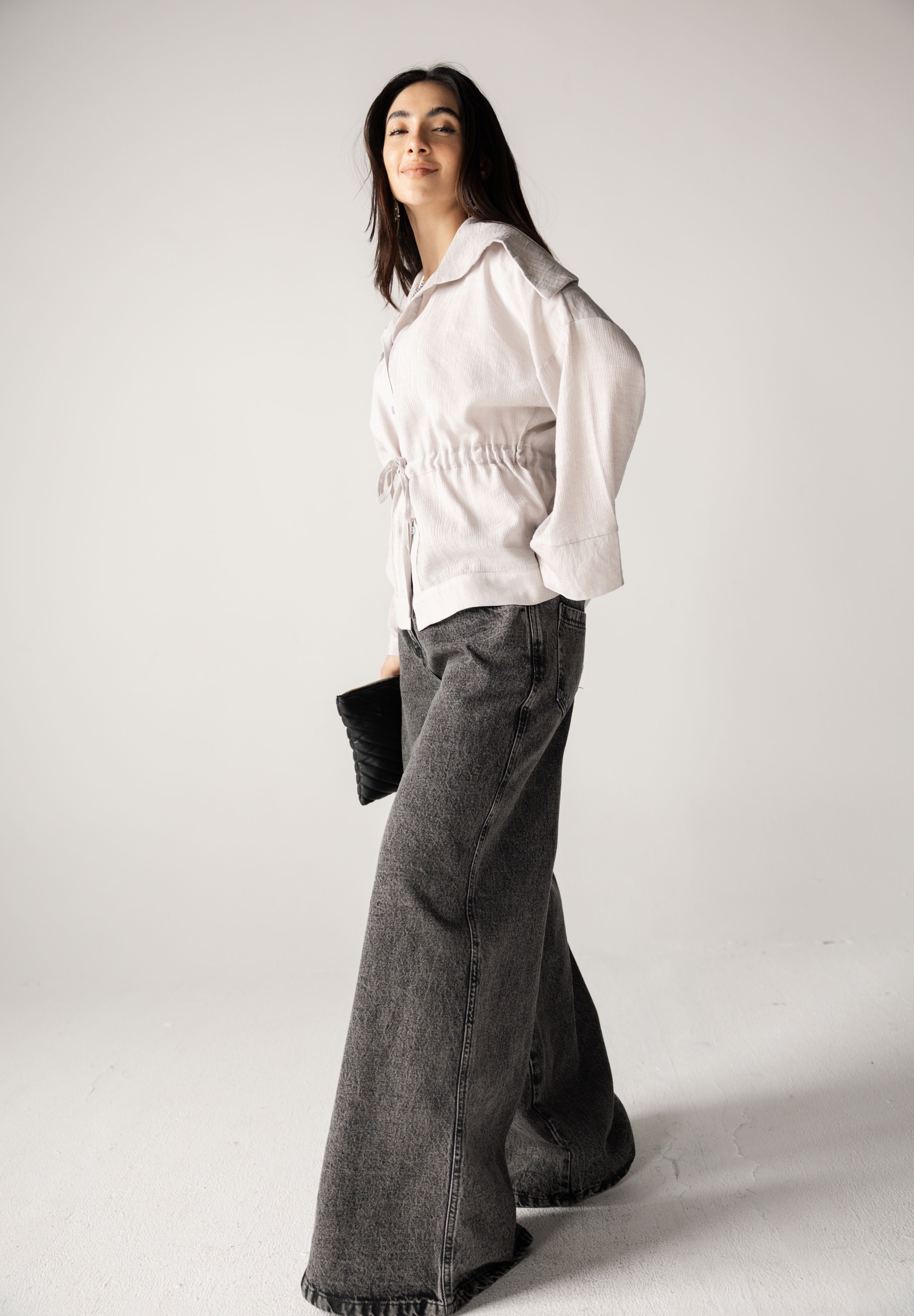 Wide Legs Jeans Pants Black - AB ESSENTIALS
