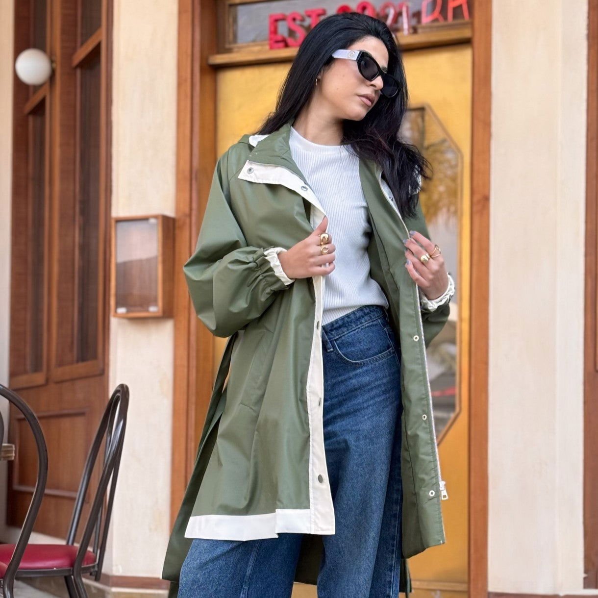 Windbreaker Coat Olive - AB ESSENTIALS