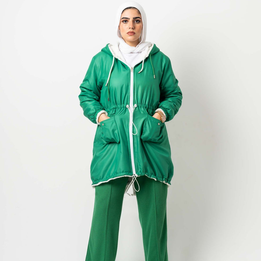 Double-Face-Fur-Waterproof-Jacket-Green
