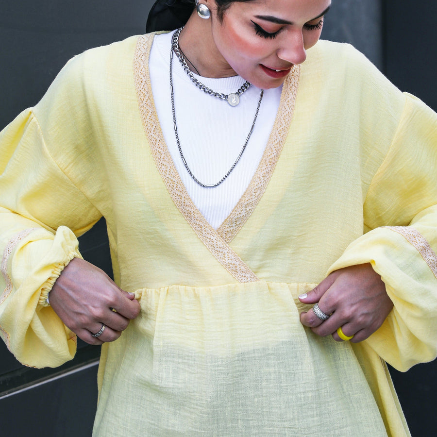 Embroidery Top Yellow